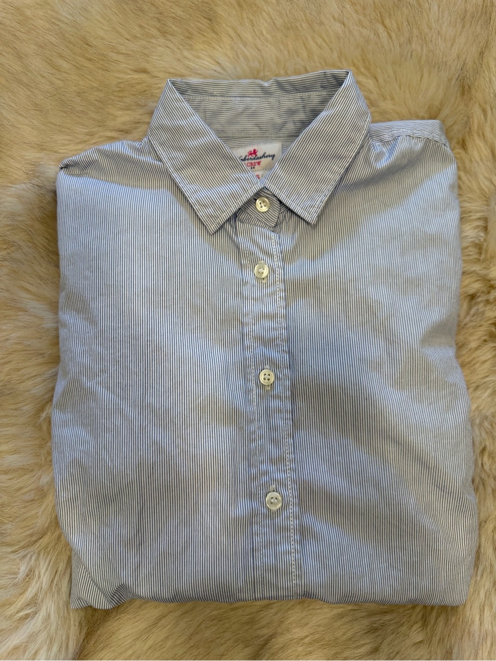 J. Crew Blue and White Microstripe Button-Down Shirt Haberdashery